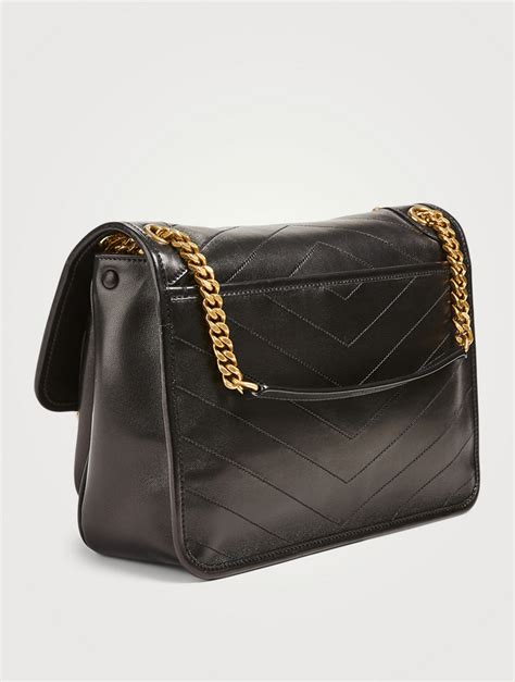 ysl shiny niki black chain for straps|SAINT LAURENT Grained Lambskin Monogram Medium Niki .